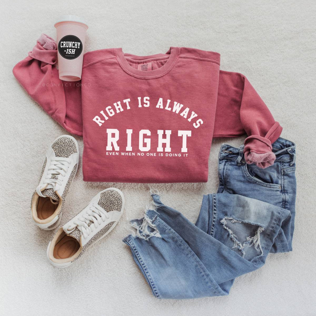 Right is Always Right Unisex Crewneck Sweatshirt (with Back Detail)