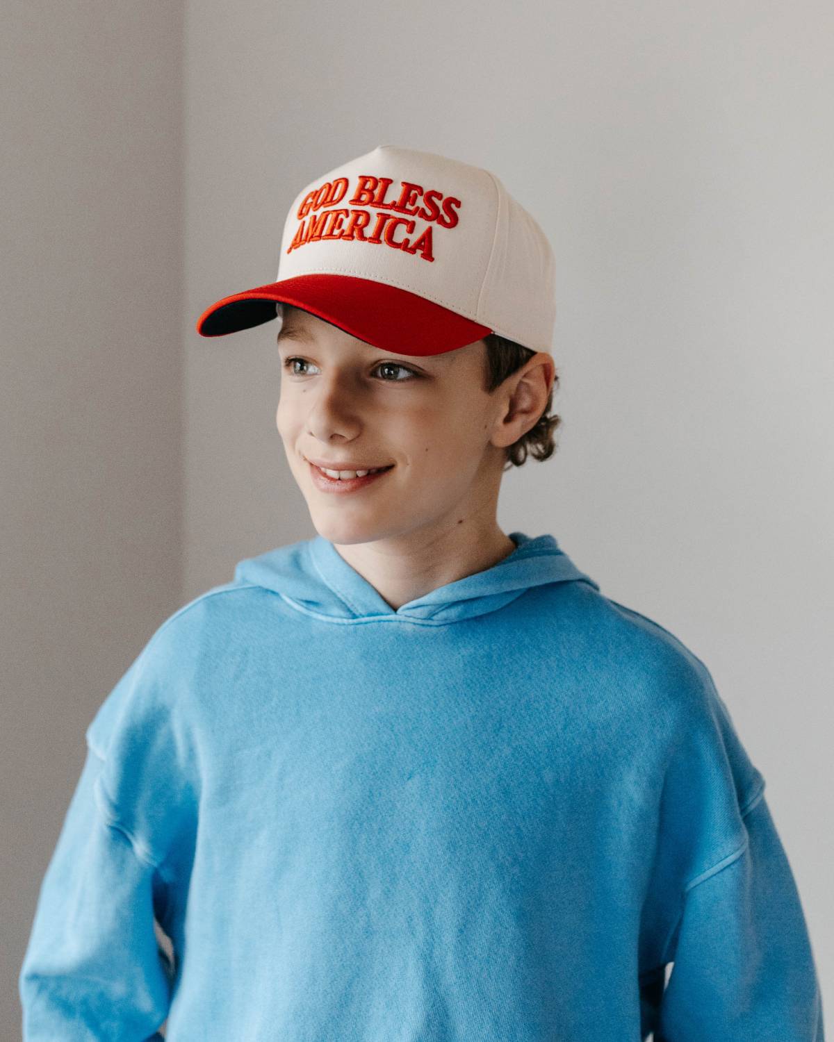 God Bless America KIDS Hat - Red, Off White, & Navy – Conviction Co