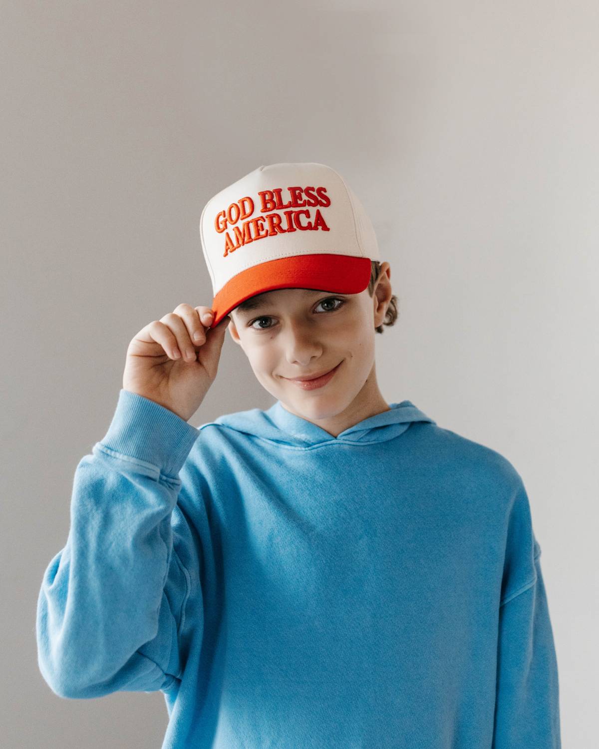 God Bless America KIDS Hat - Red, Off White, & Navy – Conviction Co