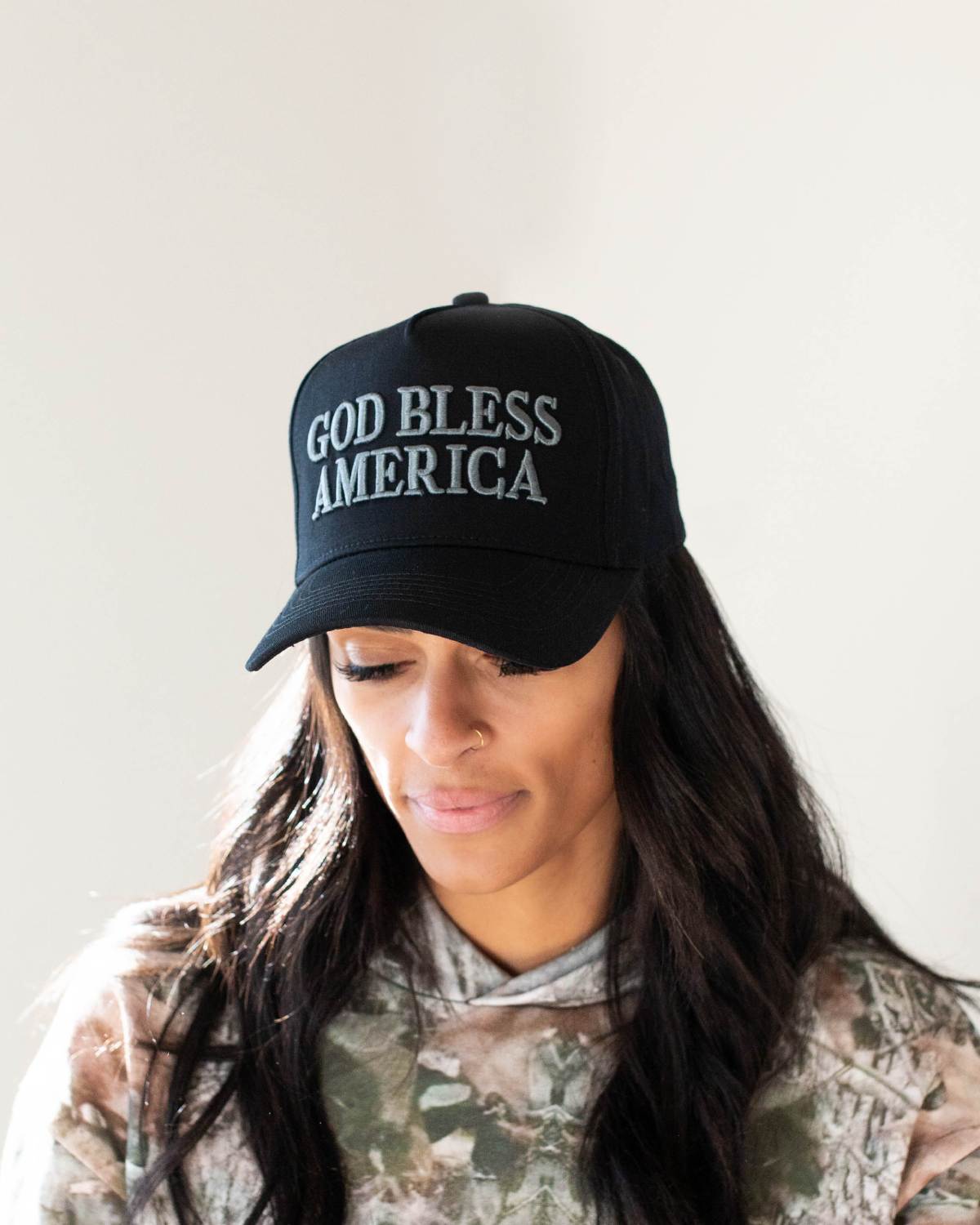 God Bless America Unisex Trucker Hat - Black & Dark Gray