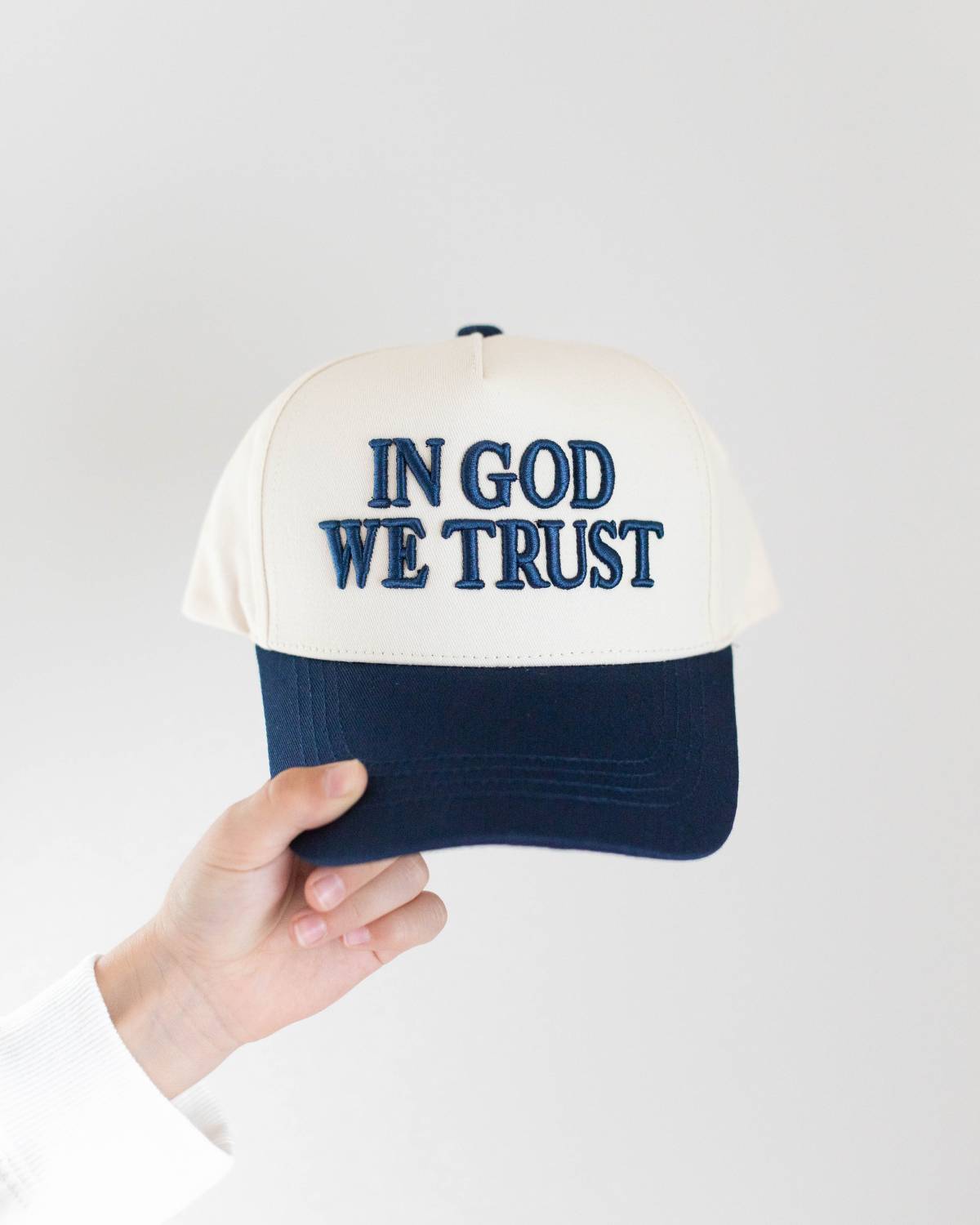 In God We Trust Kids Hat - Navy & Off-White – Conviction Co