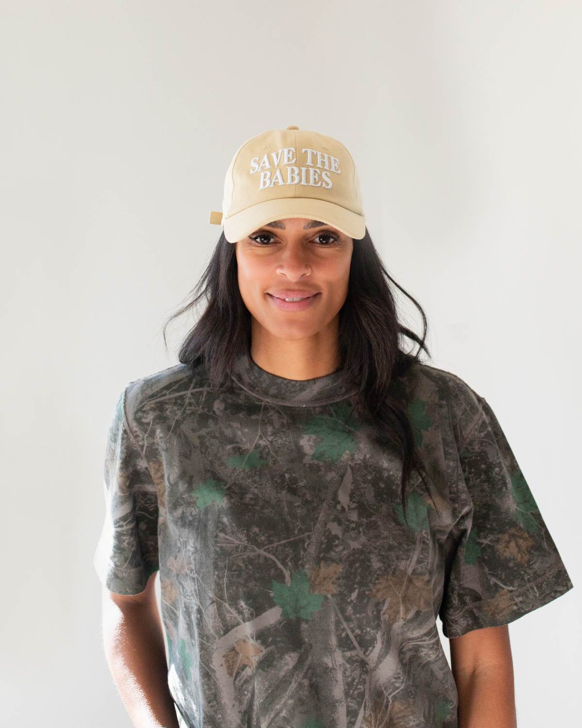 Save the Babies Baseball Hat - Khaki & White – Conviction Co